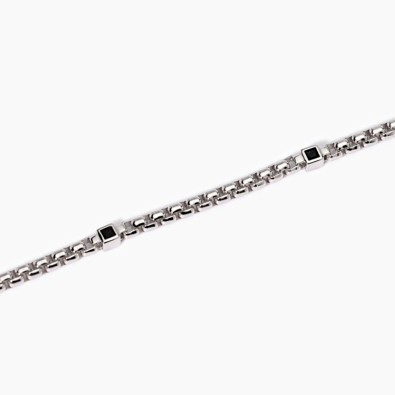 Mabina - Bracciale Uomo Con Zirconi Neri - Argento - Regolabile