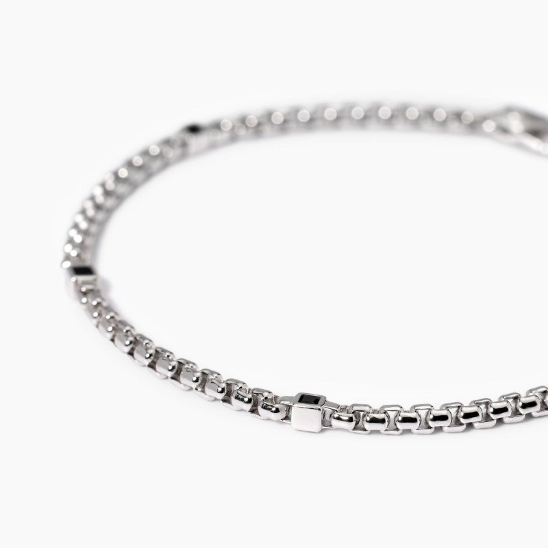 Mabina - Bracciale Uomo Con Zirconi Neri - Argento - Regolabile