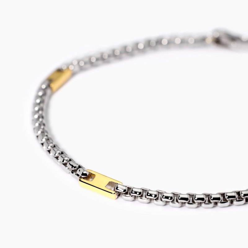 Mabina - Bracciale Uomo Con Elementi Placcati Oro - Argento 925 - Placcatura Oro 18K