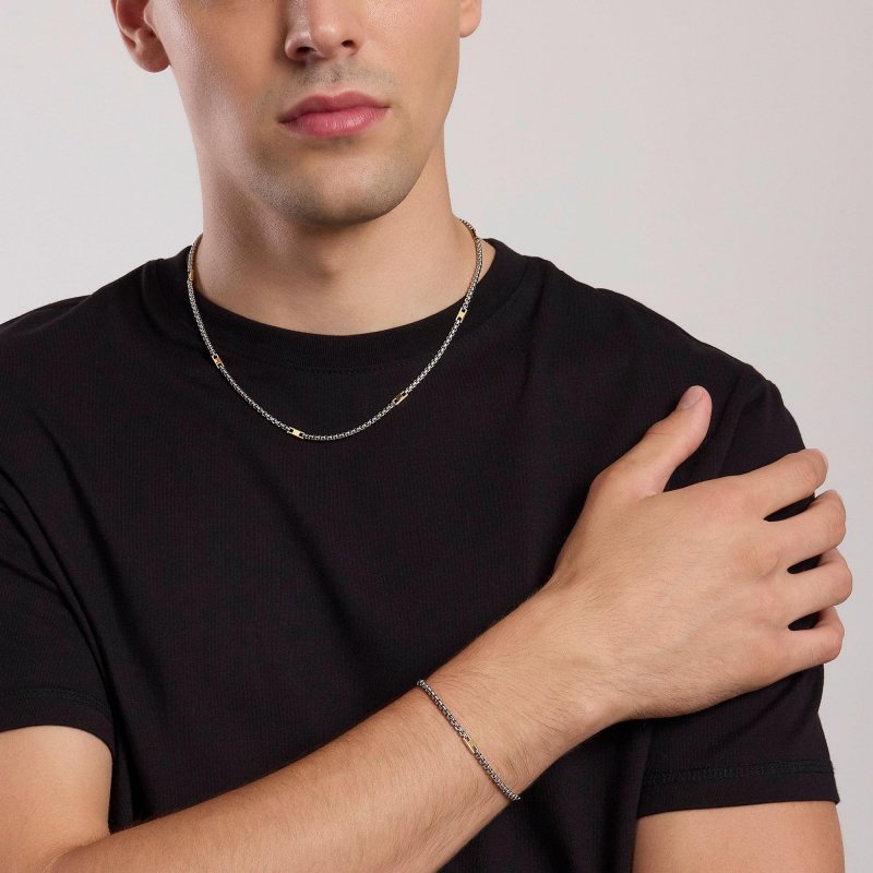 Mabina - Bracciale Uomo Con Elementi Placcati Oro - Argento 925 - Placcatura Oro 18K