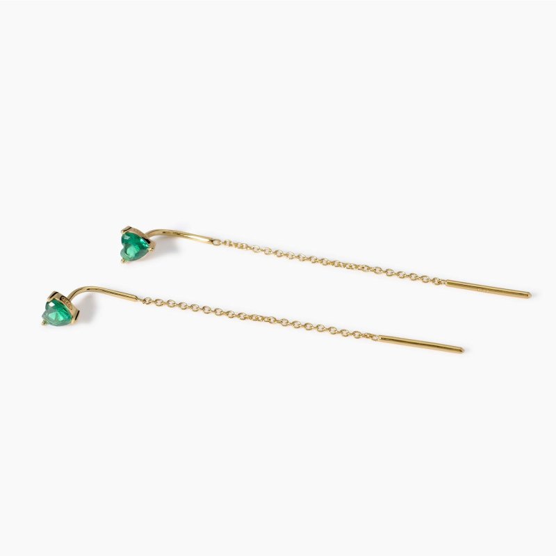 Mabina - Orecchini Placcati Oro - Smeraldo Sintetico - Donna
