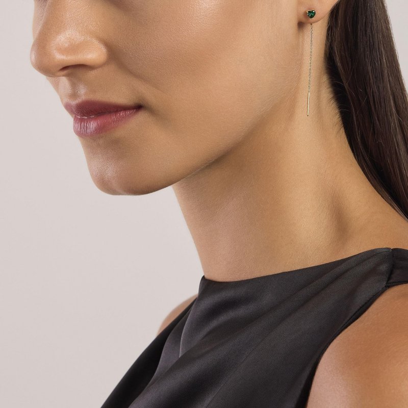 Mabina - Orecchini Placcati Oro - Smeraldo Sintetico - Donna