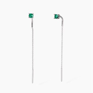 Mabina - Orecchini Pendenti Shiny - Argento - Smeraldo Sintetico
