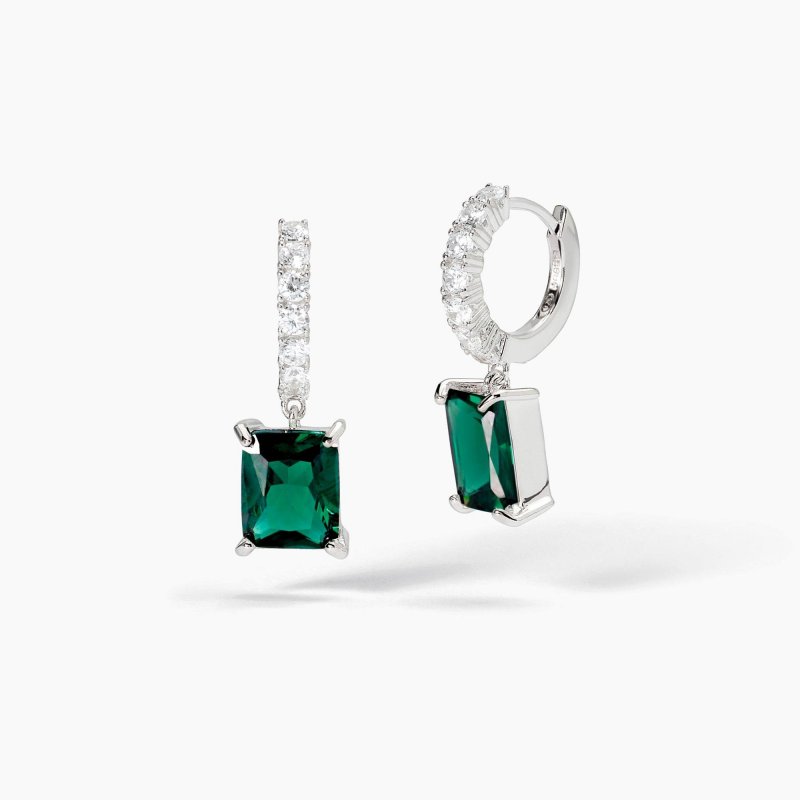 Mabina - Orecchini Con Smeraldi Sintetici - Argento 925 - Zirconi