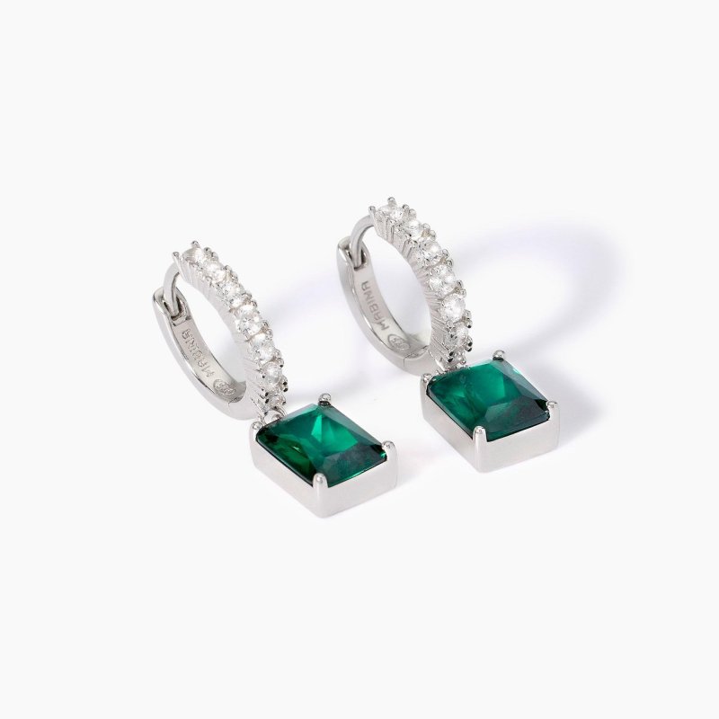 Mabina - Orecchini Con Smeraldi Sintetici - Argento 925 - Zirconi