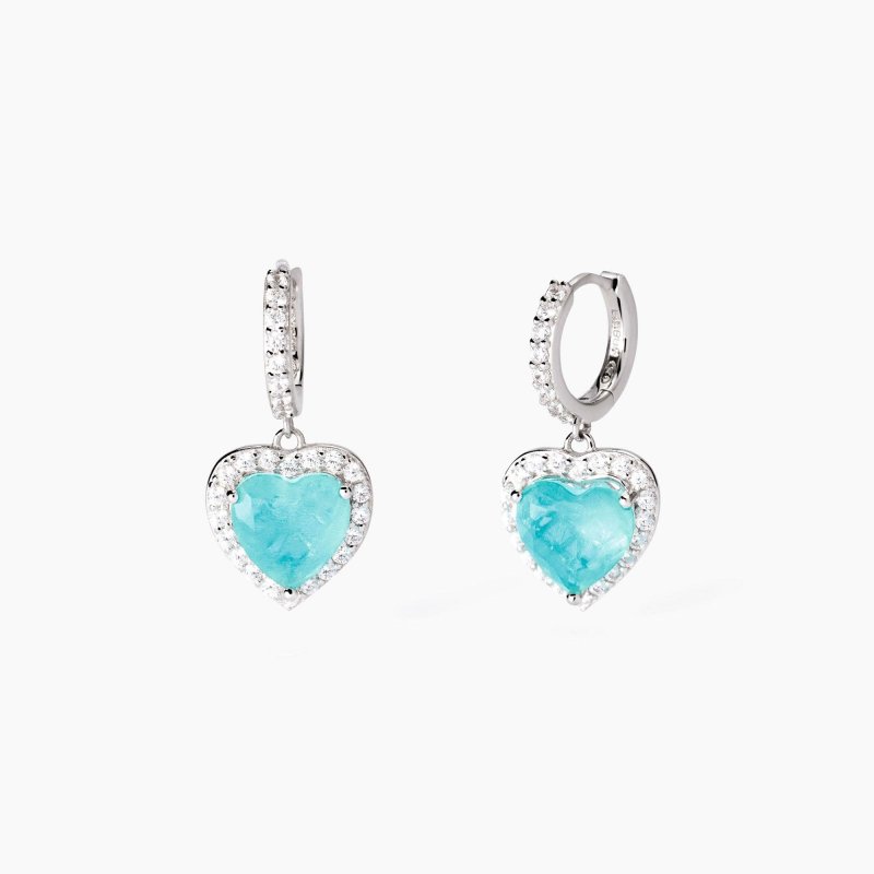 Mabina - Orecchini In Argento - Glass Azzurro - Zirconi