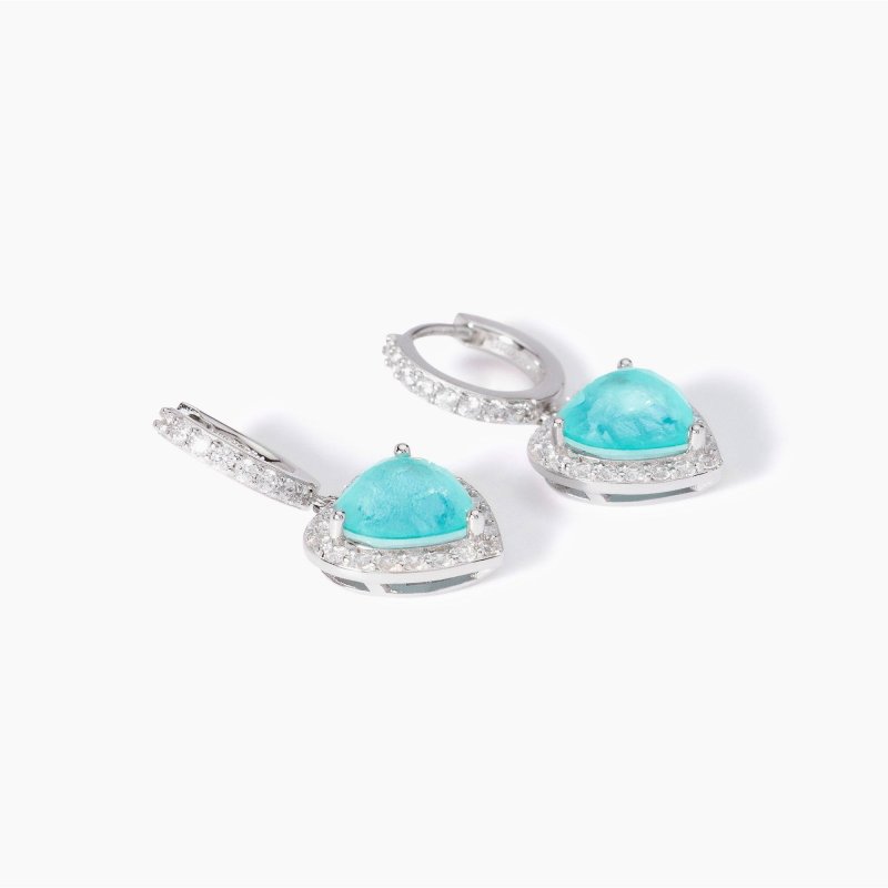 Mabina - Orecchini In Argento - Glass Azzurro - Zirconi