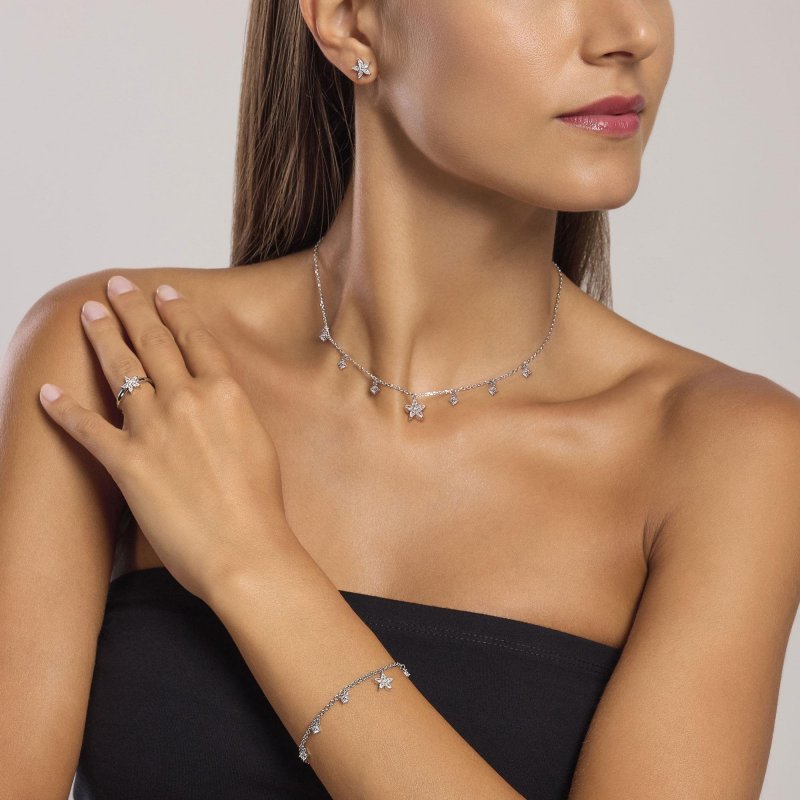 Mabina - Girocollo In Argento - Ciondolo Fiore - Zirconi