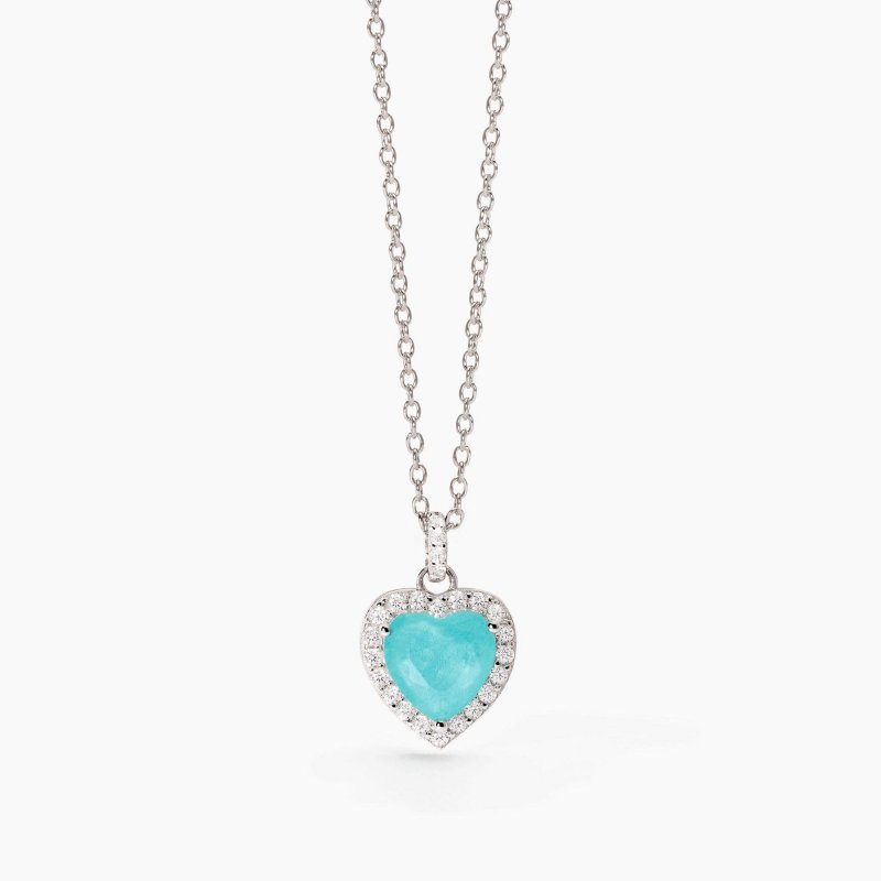 Mabina - Girocollo In Argento Con Glass Azzurro - Donna - Regolabile