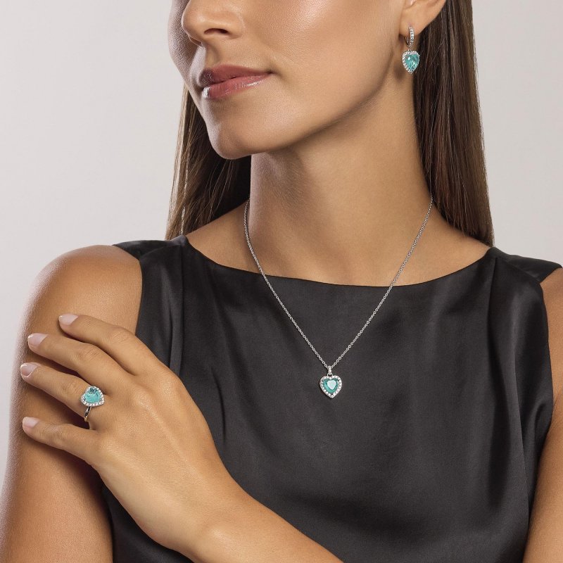 Mabina - Girocollo In Argento Con Glass Azzurro - Donna - Regolabile