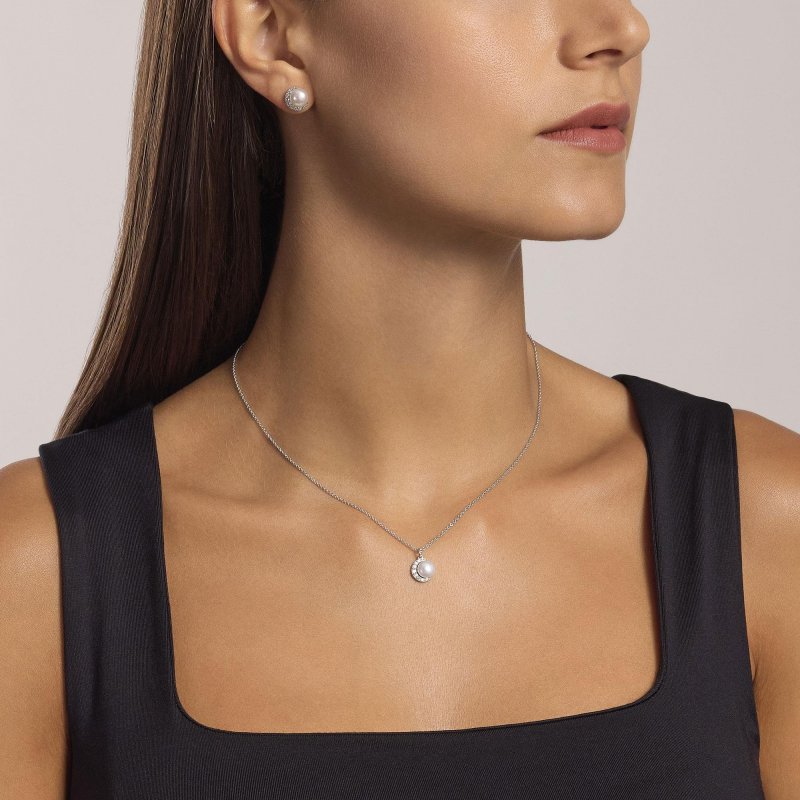 Mabina - Girocollo In Argento - Perla Coltivata - Zirconi
