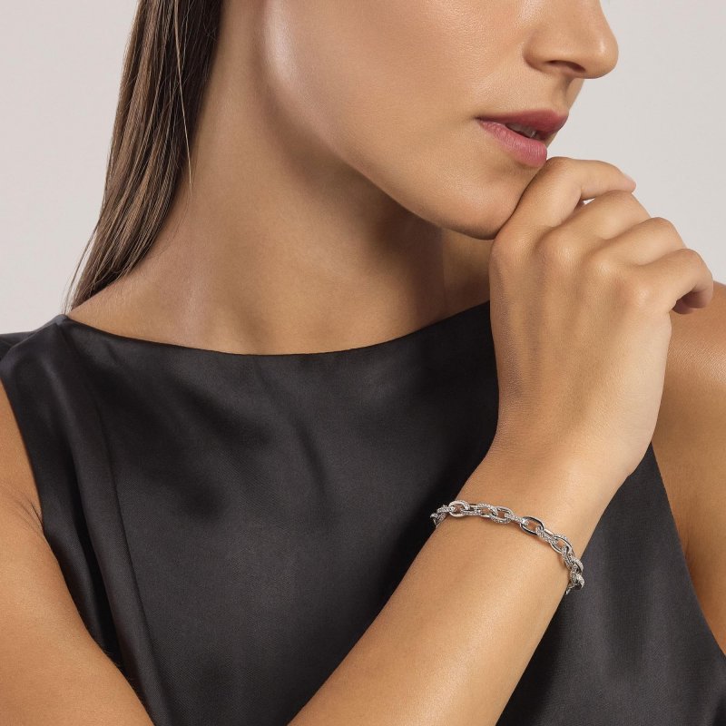 Mabina - Bracciale In Argento Con Catena Rolò - Zirconi