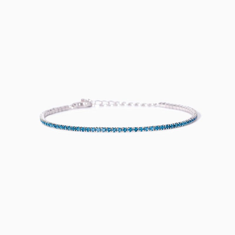 Mabina - Bracciale Tennis Con Acquemarine Sintetiche - Argento