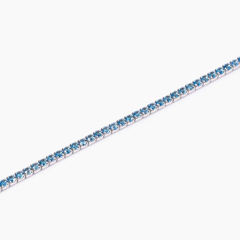 Mabina - Bracciale Tennis Con Acquemarine Sintetiche - Argento