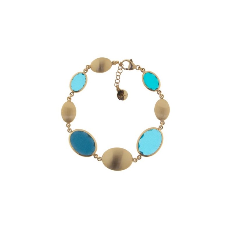 Bracciale Caramelle Marine Ovali Con Paste Vitree Ovali Nei Toni Del Petrolio