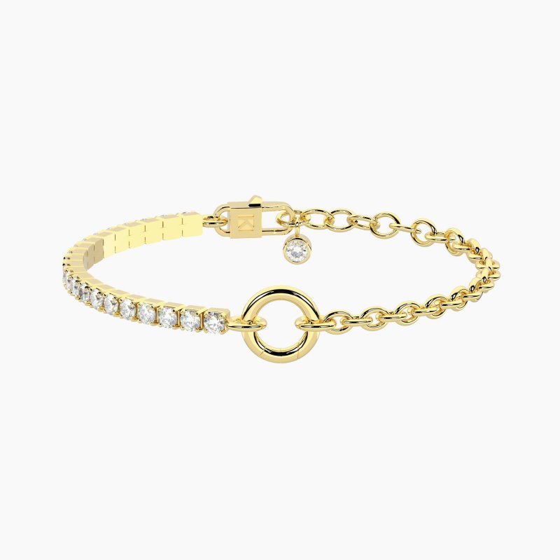 Kidult - Bracciale Dorato Con Catena Rolò - Acciaio - Zirconi