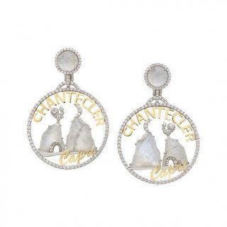 Chantecler - Orecchini Logo Moonlight - Oro Bianco - Diamanti
