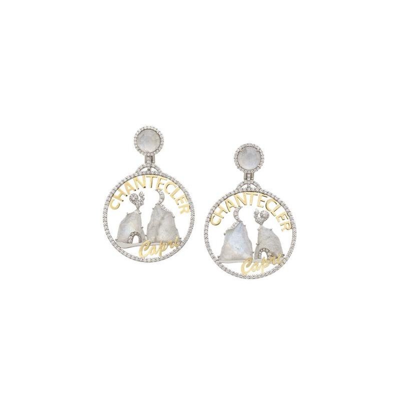 Chantecler - Orecchini Logo Moonlight - Oro Bianco - Diamanti