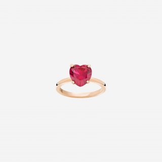 Dodo - Anello Cuore - Oro Rosa - Rubino Sintetico