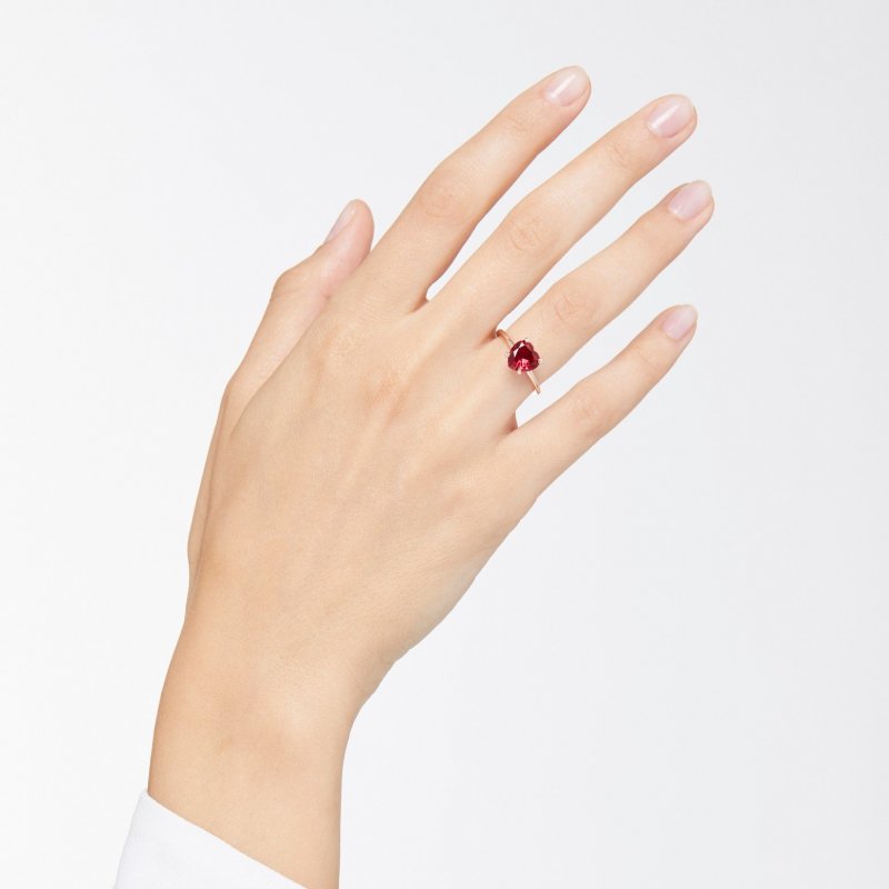 Dodo - Anello Cuore - Oro Rosa - Rubino Sintetico