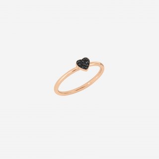 Dodo - Anello Cuore - Oro Rosa - Diamanti Black