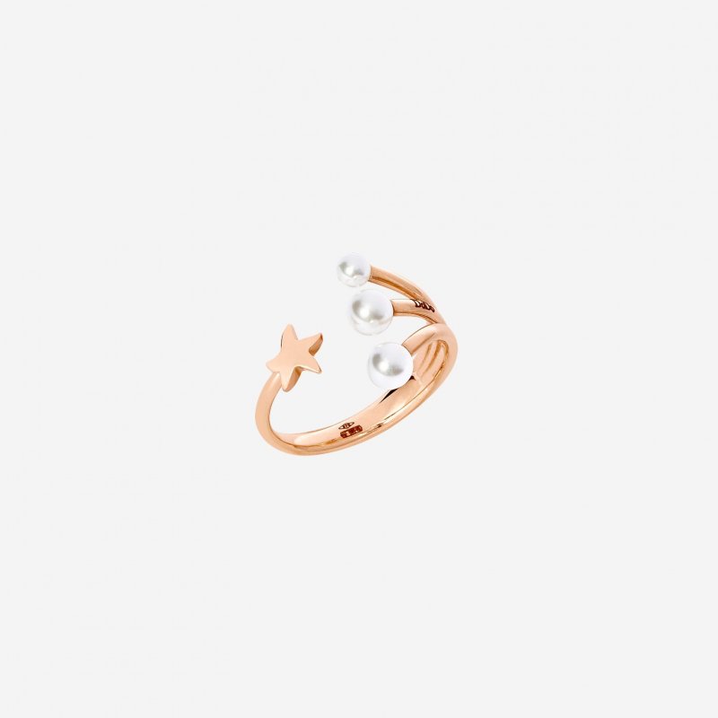 Dodo - Anello Stellina - Oro Rosa - Perle Di Cristallo