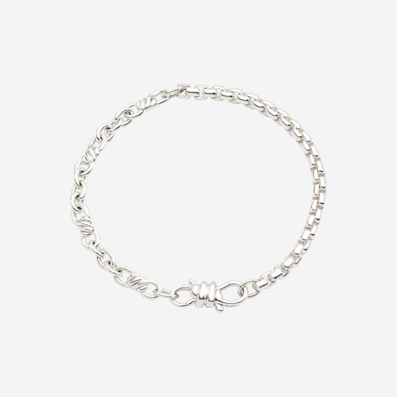 Dodo - Bracciale Nodo Argento - Catena Combinata - Chiusura Moschettone