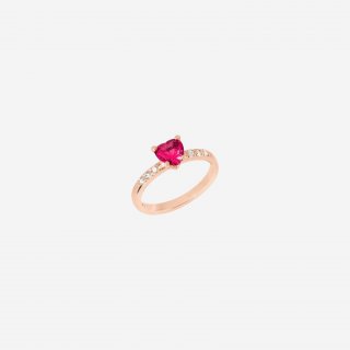 Dodo - Anello Cuore - Oro Rosa - Rubino Sintetico
