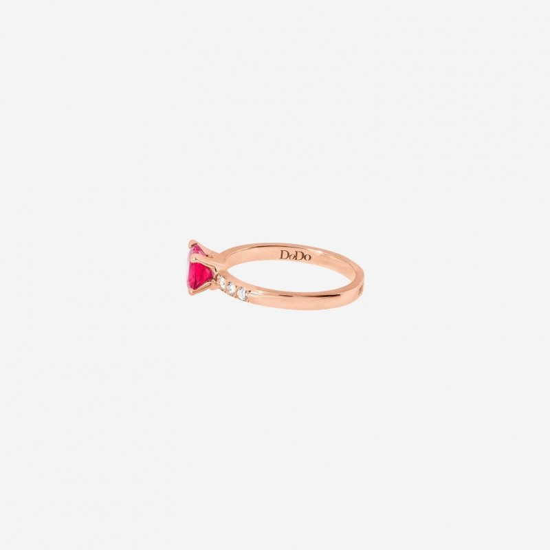 Dodo - Anello Cuore - Oro Rosa - Rubino Sintetico