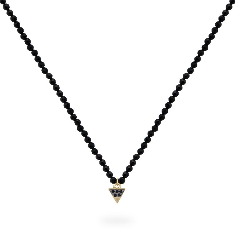 Girocollo Triangolo Diamanti Black E Spinello Elastico - Oro18Kt