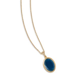 Aquaforte - Collana Caramelle Ovali - Pendente Blu - Oro Giallo
