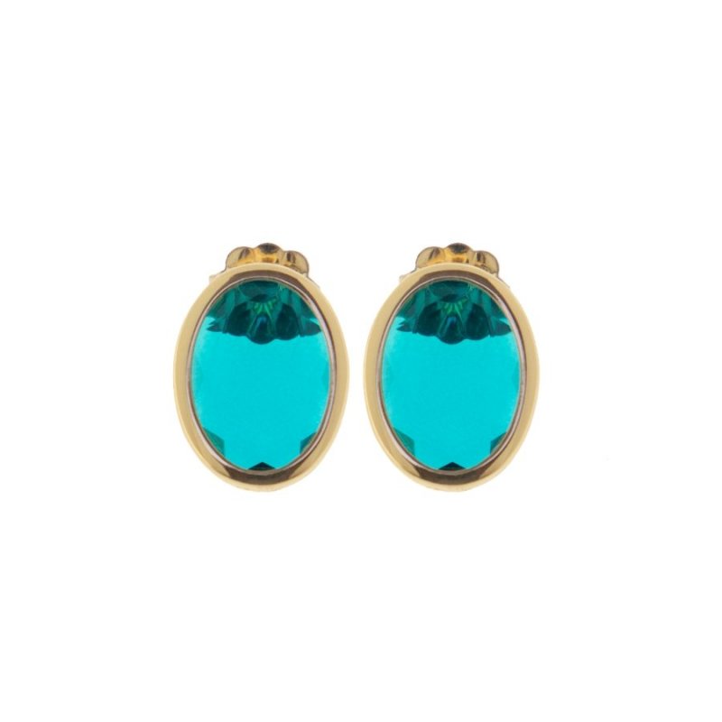 Aquaforte - Orecchini A Bottone Caramelle Marine - Ag 925‰ - Oro Giallo 23 Ct
