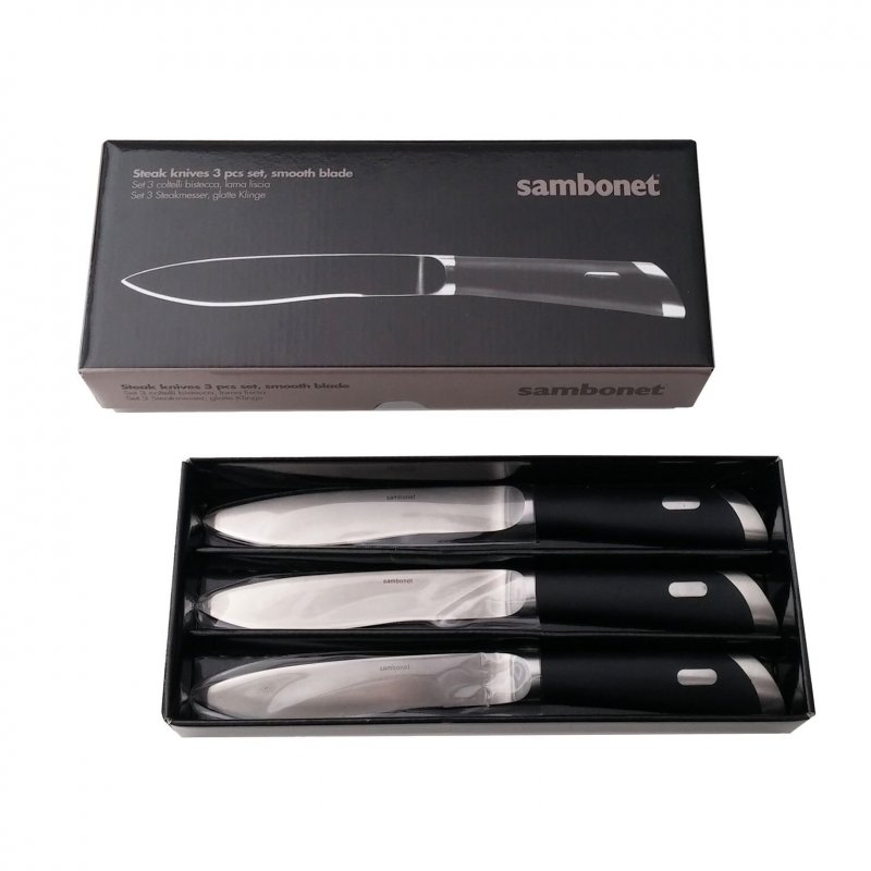 Sambonet - Set 3 Coltelli Bistecca - Acciaio Inox - T-Bone