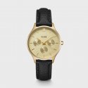 Minuit Multifunction Watch Leather, Black Lizard, Gold Colour