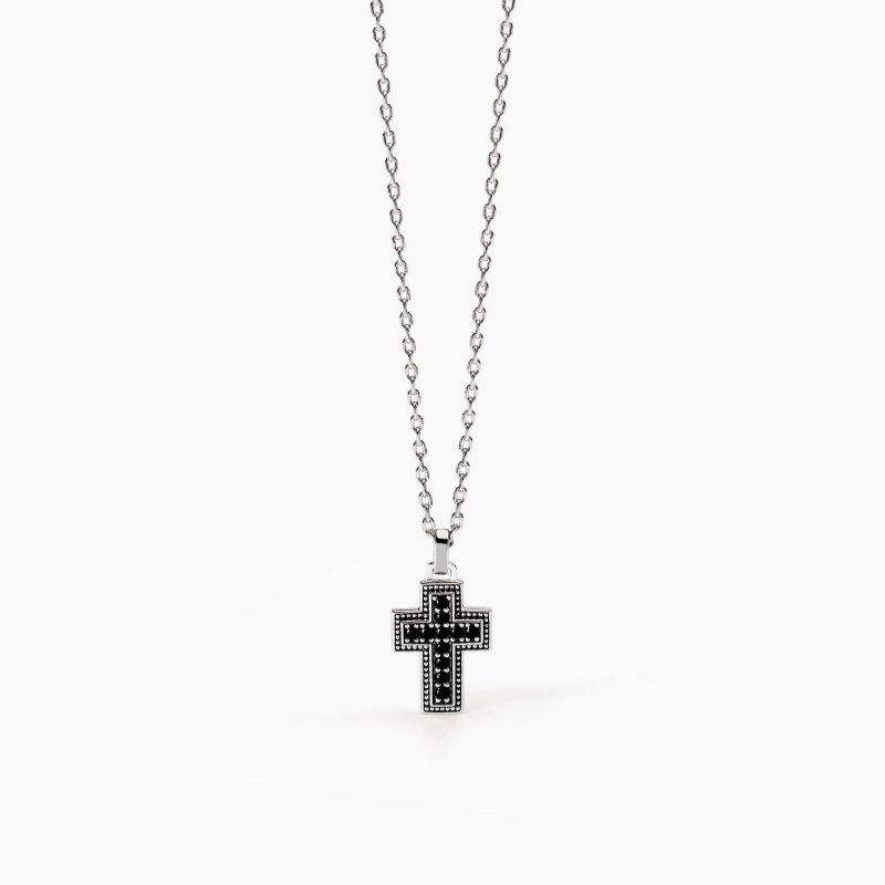 Mabina - Collana Uomo Con Croce Mystical - Argento - Zirconi