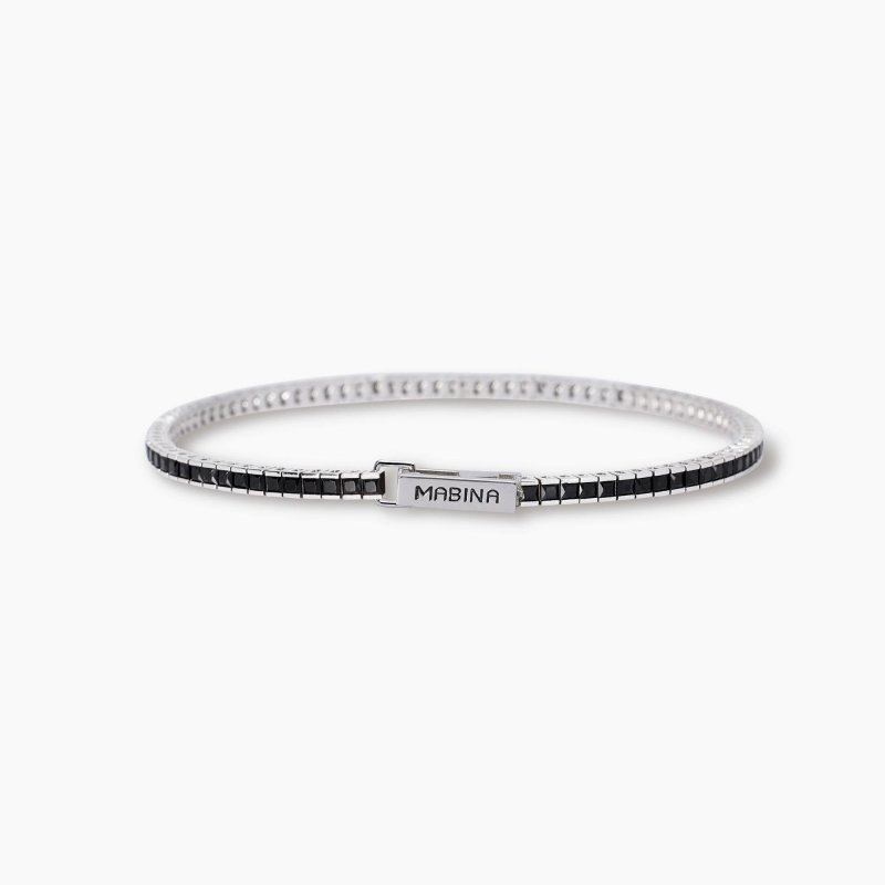 Mabina - Bracciale Tennis Uomo - Zirconi Neri - Argento 925