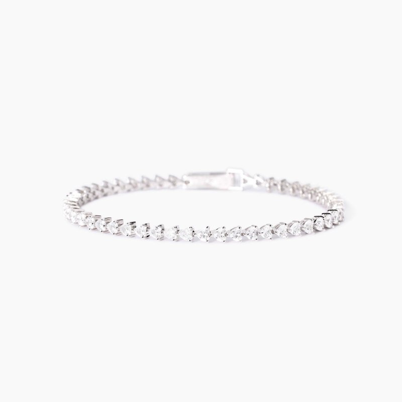 Mabina - Bracciale Tennis - Zirconi Taglio Cuore - Argento 925