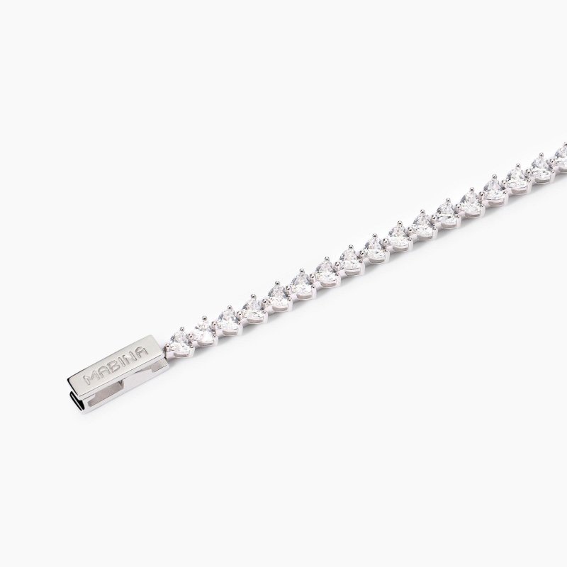 Mabina - Bracciale Tennis - Zirconi Taglio Cuore - Argento 925