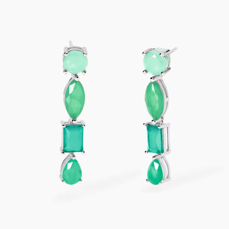 Mabina - Orecchini Con Fusion Stone - Argento - Verde