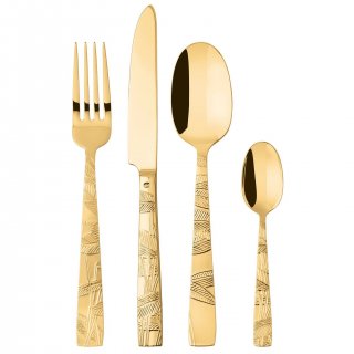 Sambonet - Servizio Tavola 24 Posate - Jungle - Mirror Pvd Gold