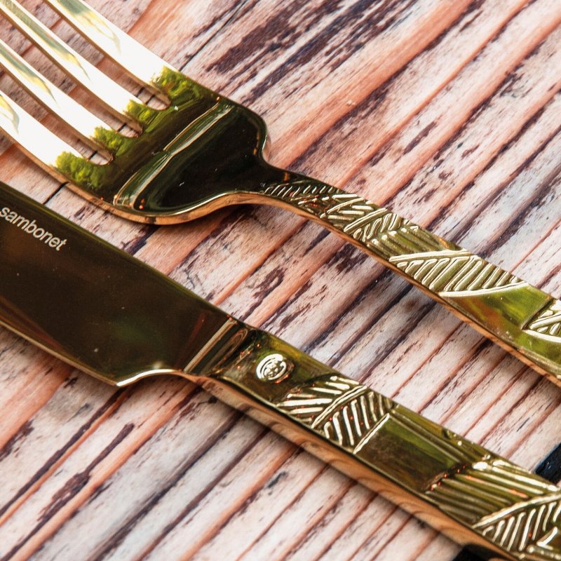 Sambonet - Servizio Tavola 24 Posate - Jungle - Mirror Pvd Gold