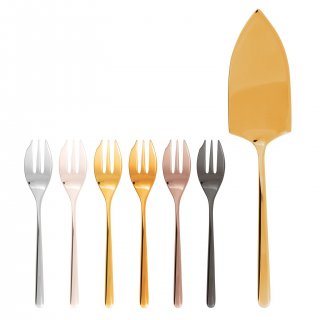 Sambonet - Set 6 Forchettine Dolce E Pala Torta - Acciaio Inox - Linear
