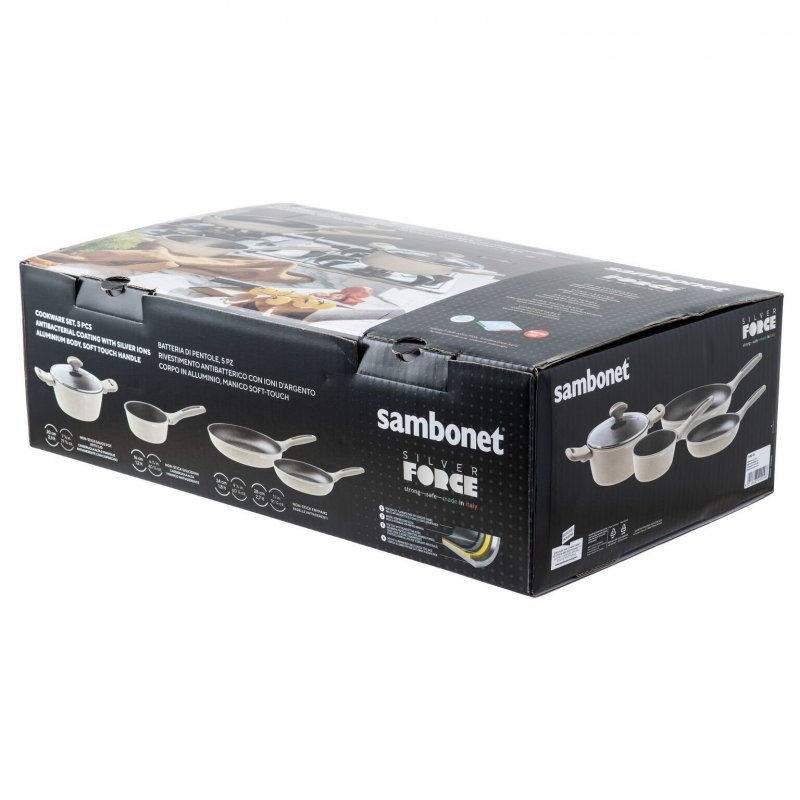 Sambonet - Batteria Di Pentole 5 Pezzi - Rivestimento Antibatterico