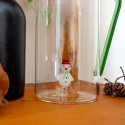 Caraffa In Vetro Borosilicato Con Decoro In Vetro Colorato All'Interno Figura Pupazzo Di Neve