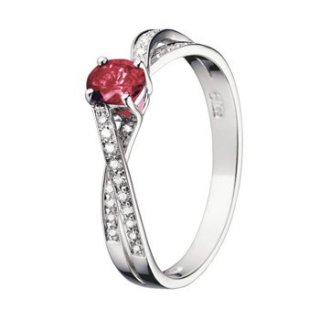 Bliss - Anello Bl Emma - Oro Bianco - Diamante/Rubino