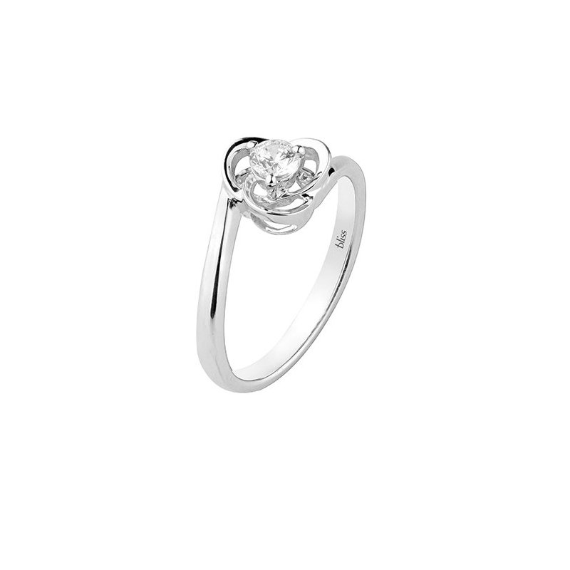Bliss - Anello Oro Bianco - Diamante Rotondo