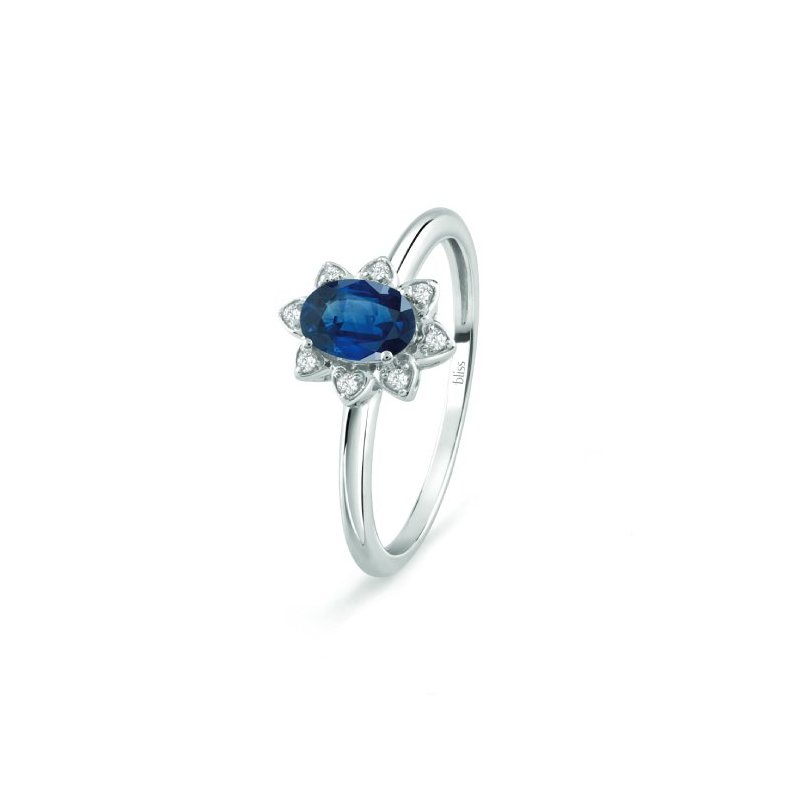 Bliss - Anello In Oro Bianco - Diamante/Zaffiro