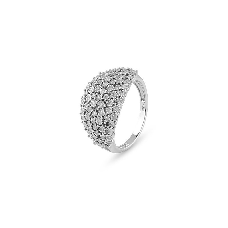 Bliss - Anello Rugiada Pave' - Oro Bianco - Diamante