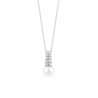 Bliss - Collierino In Oro Bianco - Diamante - Perle
