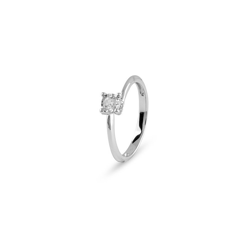 Bliss - Anello In Oro Bianco - Diamante Rotondo